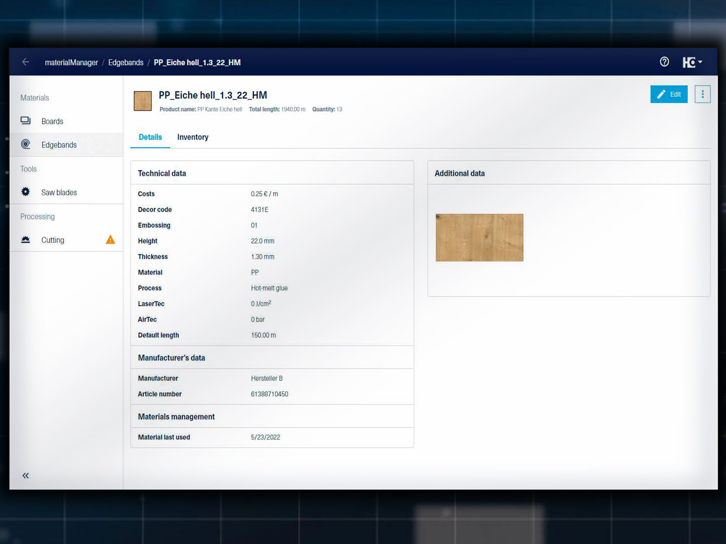 material Manager - All data managed in just one digital application.