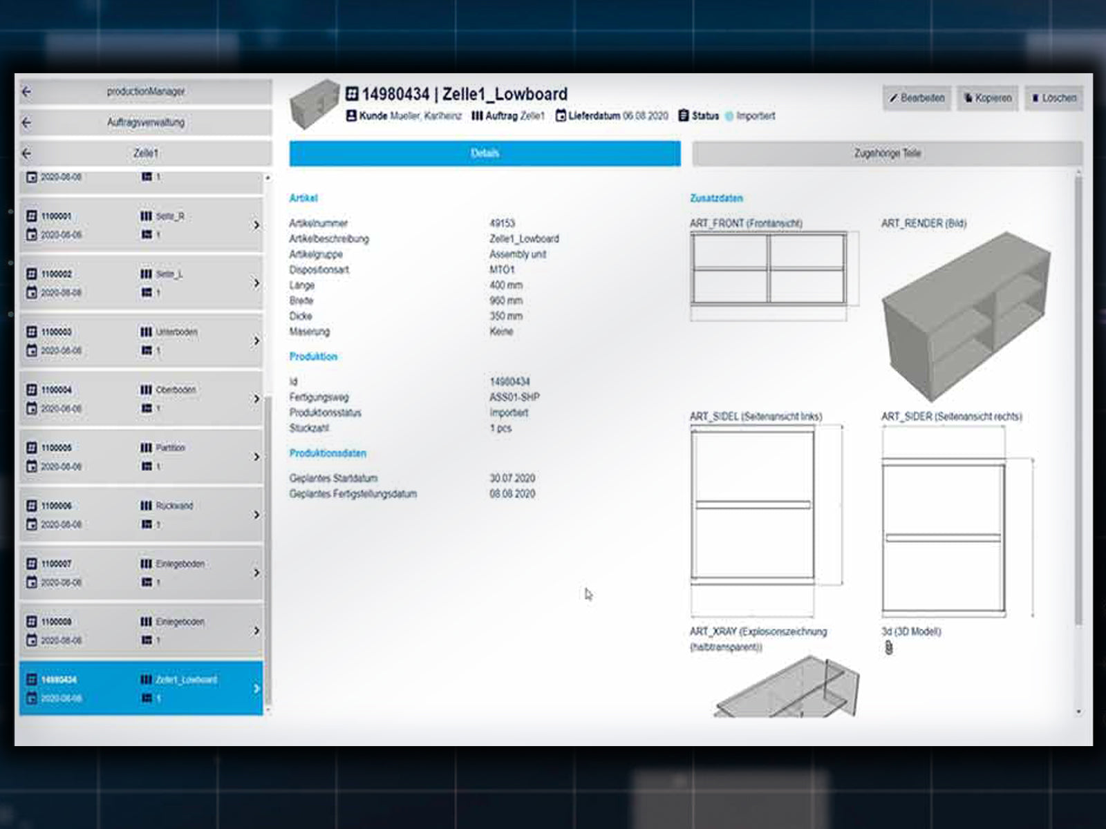 Sorting Production Set - assistant for sorting of furniture components